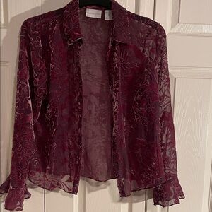 Elegant Burgundy Sheer Blouse